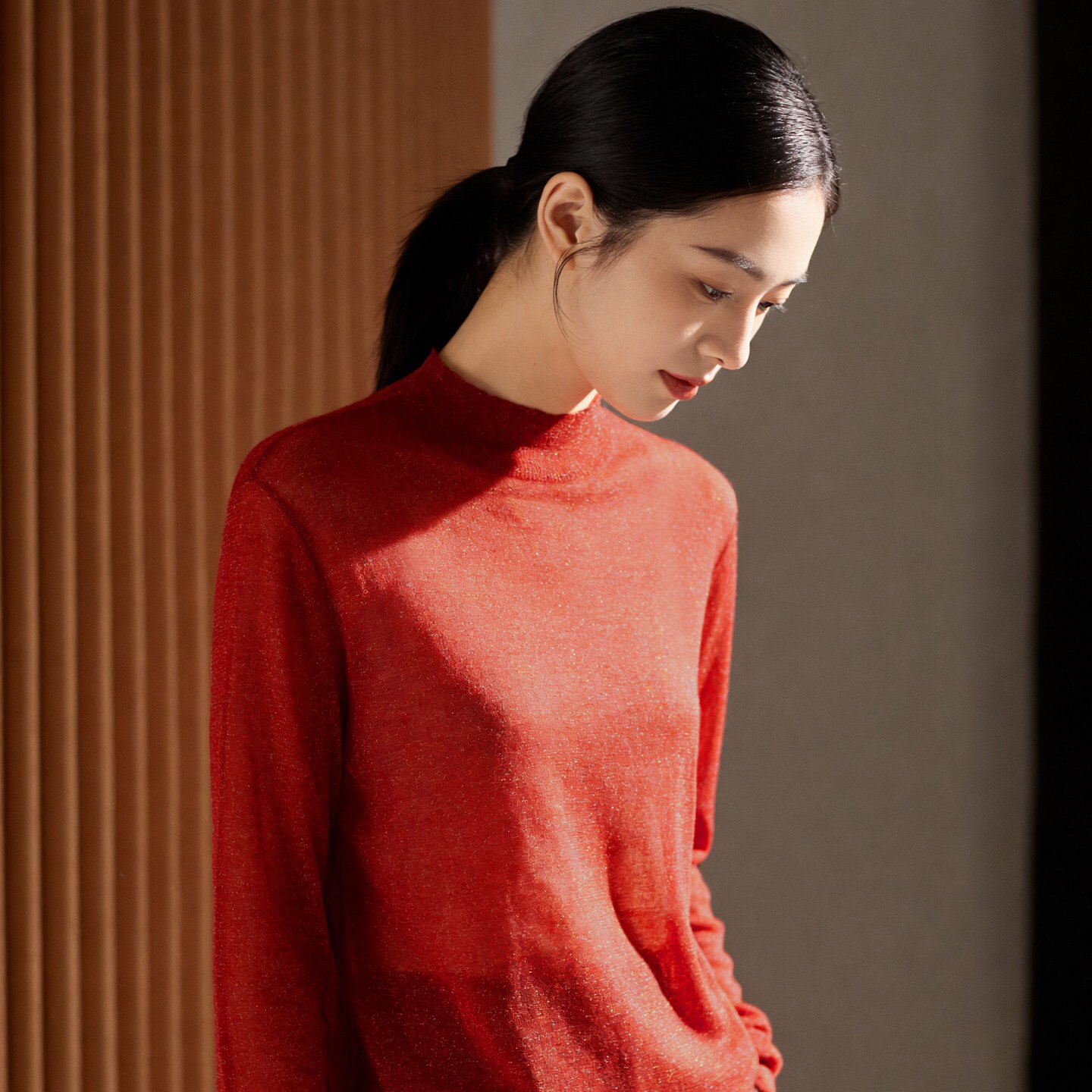轻奢无缝金银丝女100%山羊绒衫2026春季新款半高领毛衣打底针织衫