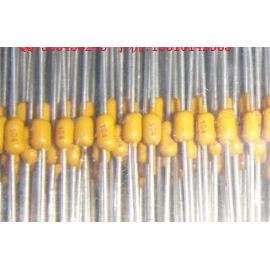 独石电容 圆柱形104K 50V 0.1uF 精度10% 排带 盒装 5000只一盘