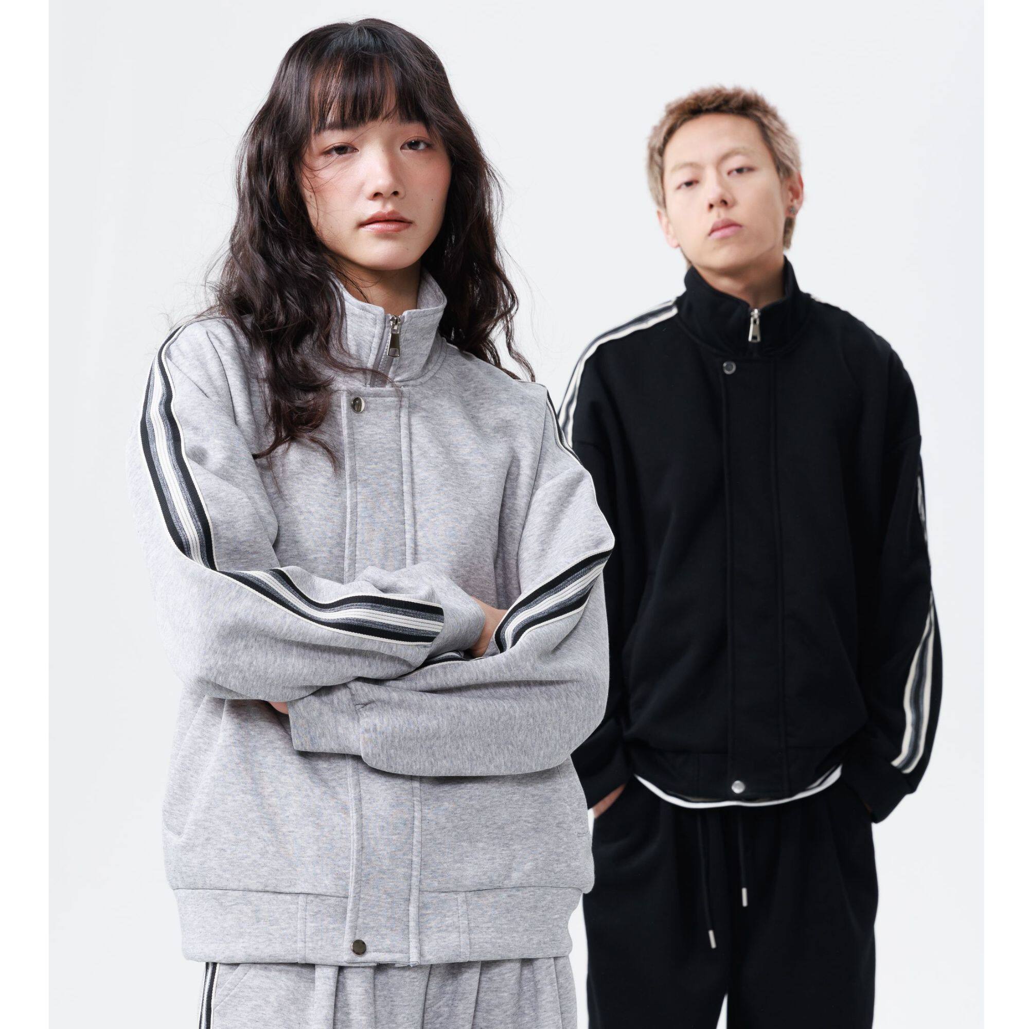 HSNH【美式撞色条纹套装】春秋季设计感情侣户外休闲卫衣运动