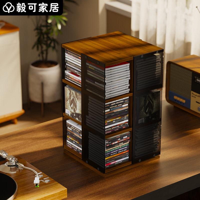 CD光碟架子桌面可旋转亚克力唱片收纳架黑胶唱片收纳柜黑胶展示架