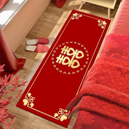 婚庆水晶绒长方形床边地垫