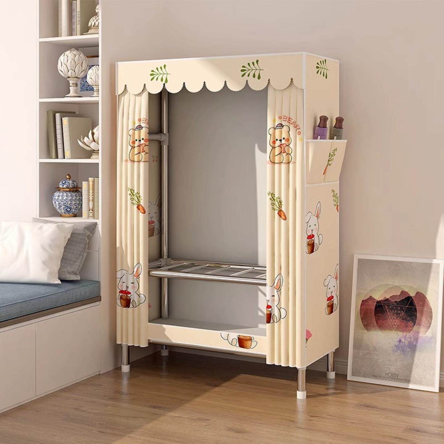 简易衣柜家用卧室出租房用布衣柜收纳柜结实耐用宿舍组装小型衣橱