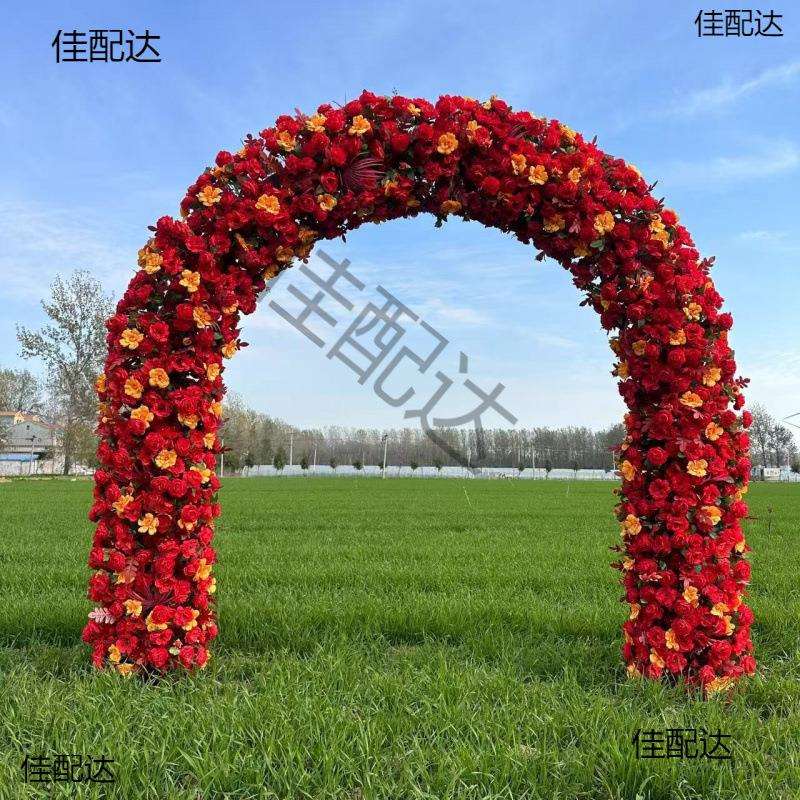 铁艺新款双杆婚庆拱门架子花架布置扎花婚礼场景装饰背景门型