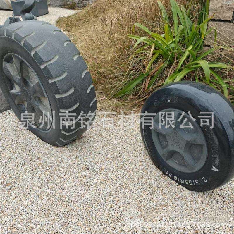 石雕轮胎雕塑花岗岩大理石石材石头车轮雕塑广场修车店石头小品