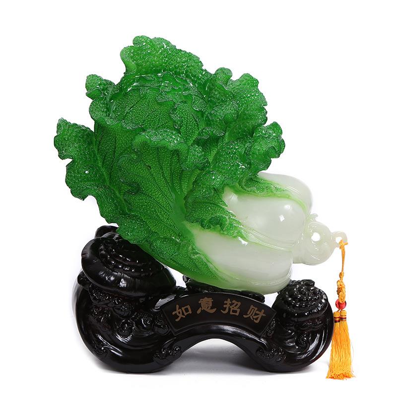 开工大吉百财聚来玉白菜树脂工艺品风水摆件开业家居装饰摆件