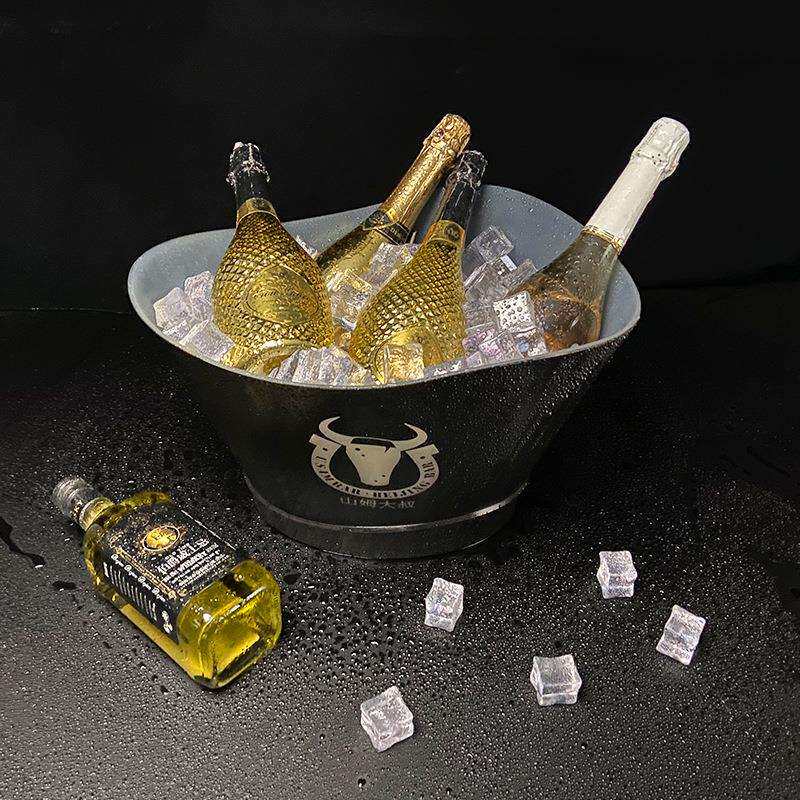 led酒吧发光冰桶ktv专用高颜值啤酒框香槟透明冰纹冰块酒托架底座