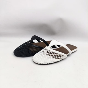 镂空网面包头半拖平底凉拖透气外穿懒人穆勒鞋 货号A1034 0036