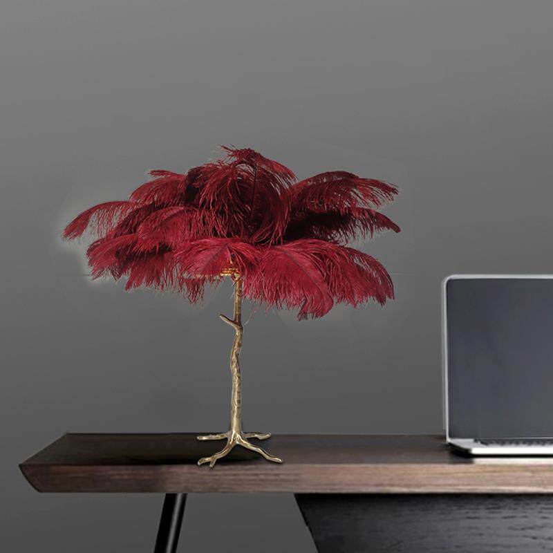 欧式全铜羽毛台灯 创意个性书房卧室床头台灯餐厅酒店前台LED台灯