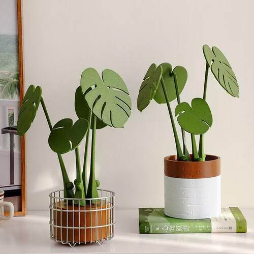 Monstera coaster plant 龟背竹杯垫植物带磁铁3D打印跨境爆款