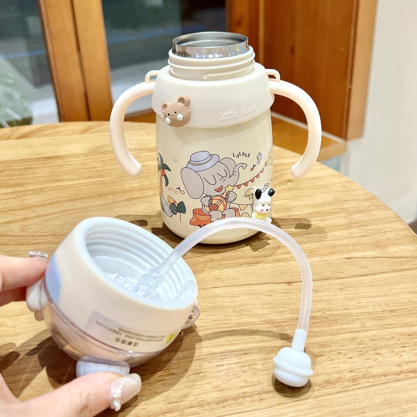 可爱宝宝保温学饮吸管杯鸭嘴防呛