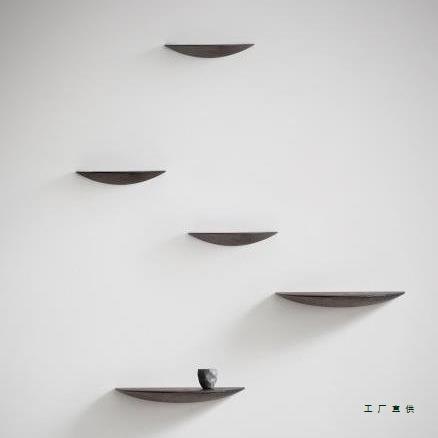北欧创意实木置物架半圆隔板形层架书架样板间装饰层板一字隔板