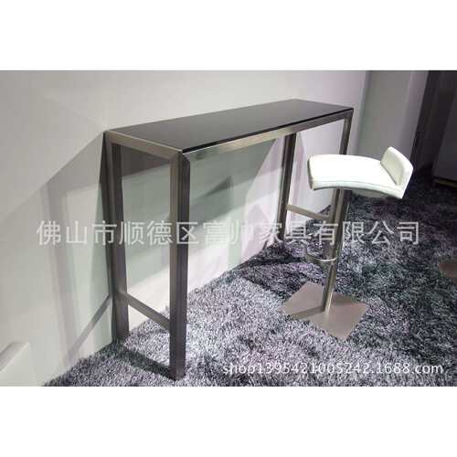 富帅家具 拉丝不锈钢吧台 餐桌 酒吧桌子高吧台