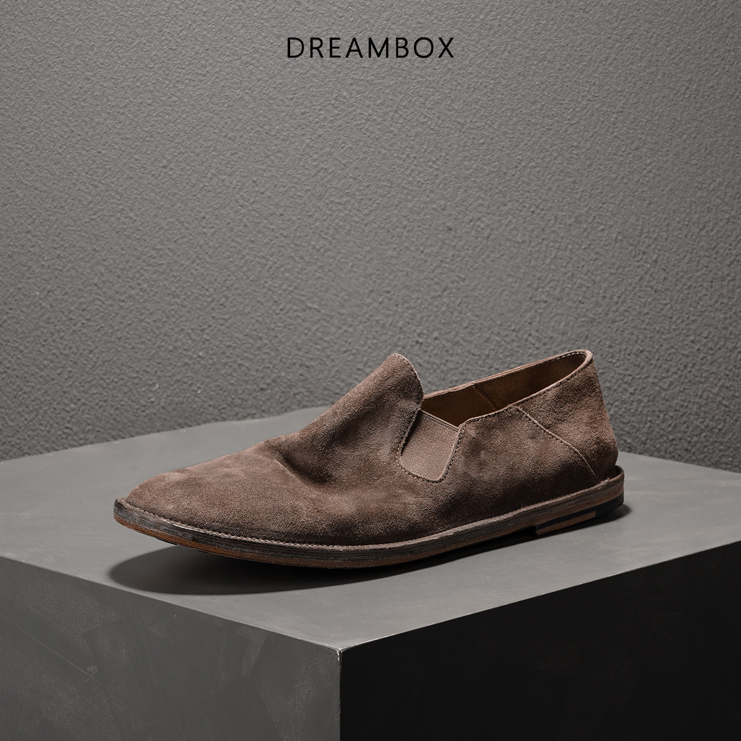 DREAMBOX钧博夏季薄款男鞋一脚蹬透气乐福鞋石洗马皮轻便懒人鞋