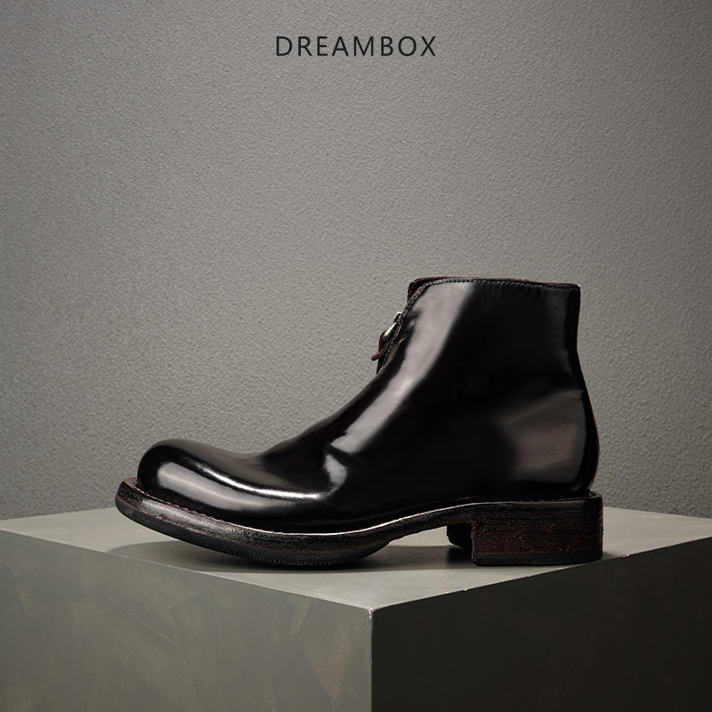 DREAMBOX冬季男马臀皮切尔西靴