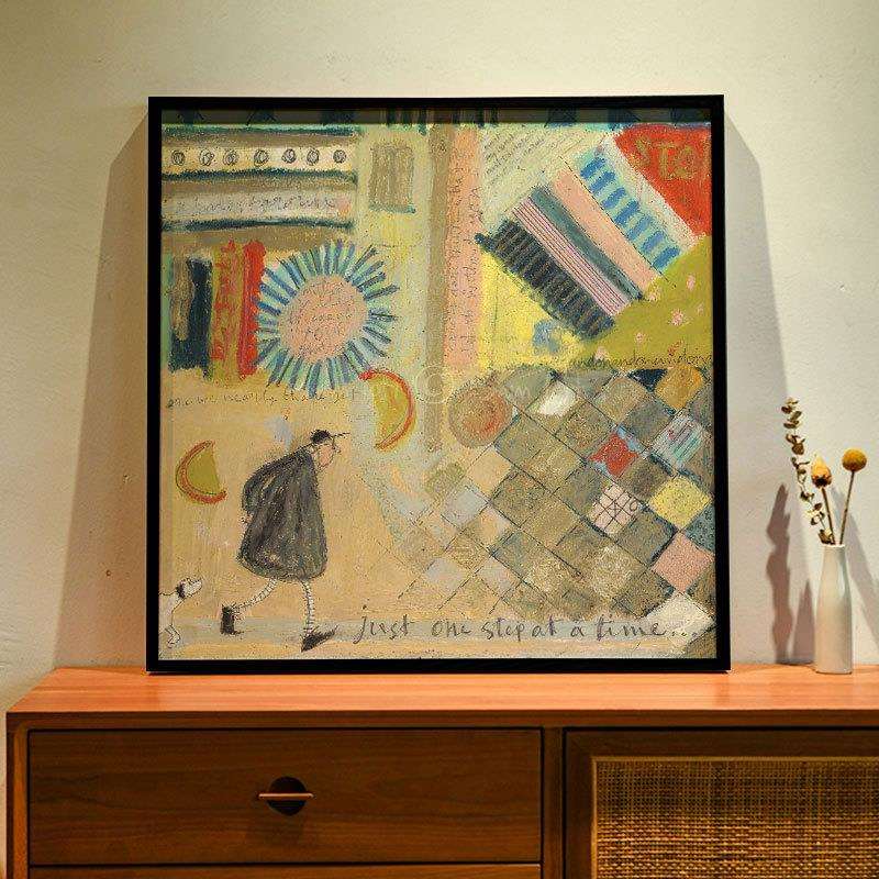 北欧清新墙画个性复古装饰画餐厅有框画挂画书房卧室童趣油画壁画