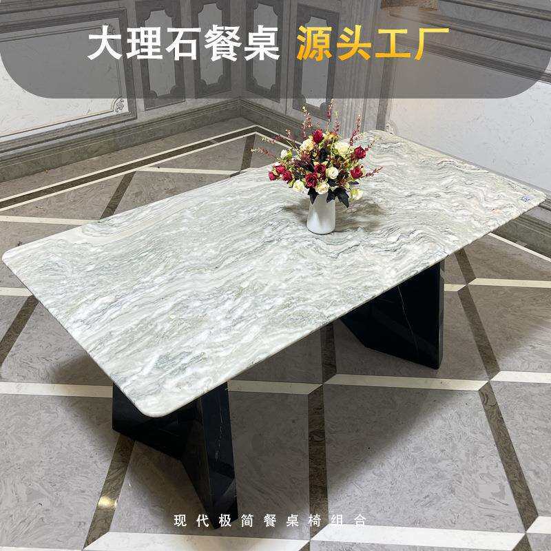 轻奢大理石餐桌组合现代简约吃饭桌子家用汉都人长方桌小户家具