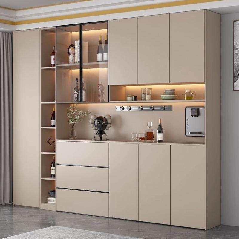 家用实木酒柜餐边柜高柜储物柜靠墙一体玄关柜家用餐厅客厅收纳柜