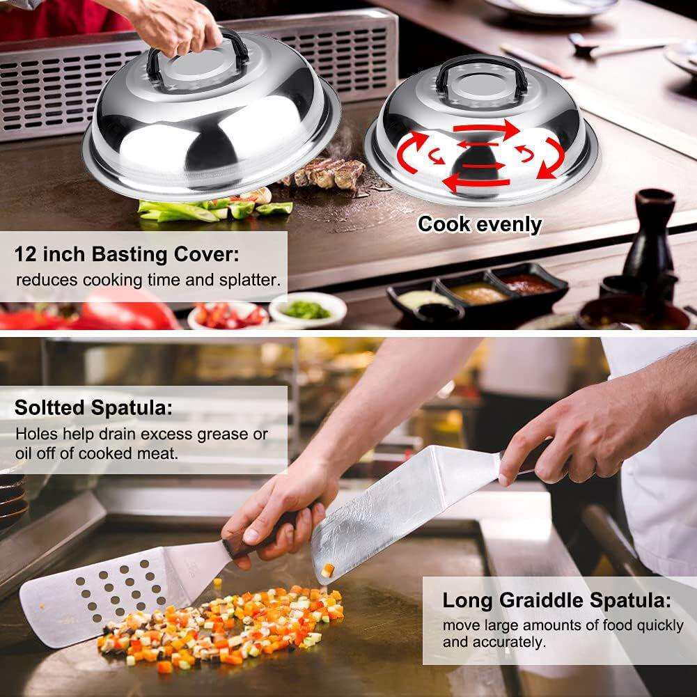 亚马逊厂家现货不锈钢烧烤工具套装BBQ 烤具铁板烧牛排煎铲全套装