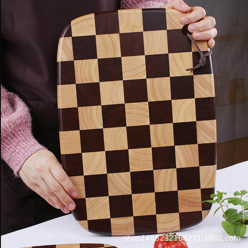 家用菜板实木棋盘砧板橡胶木黑桃木拼接厨房案板现货棋盘格