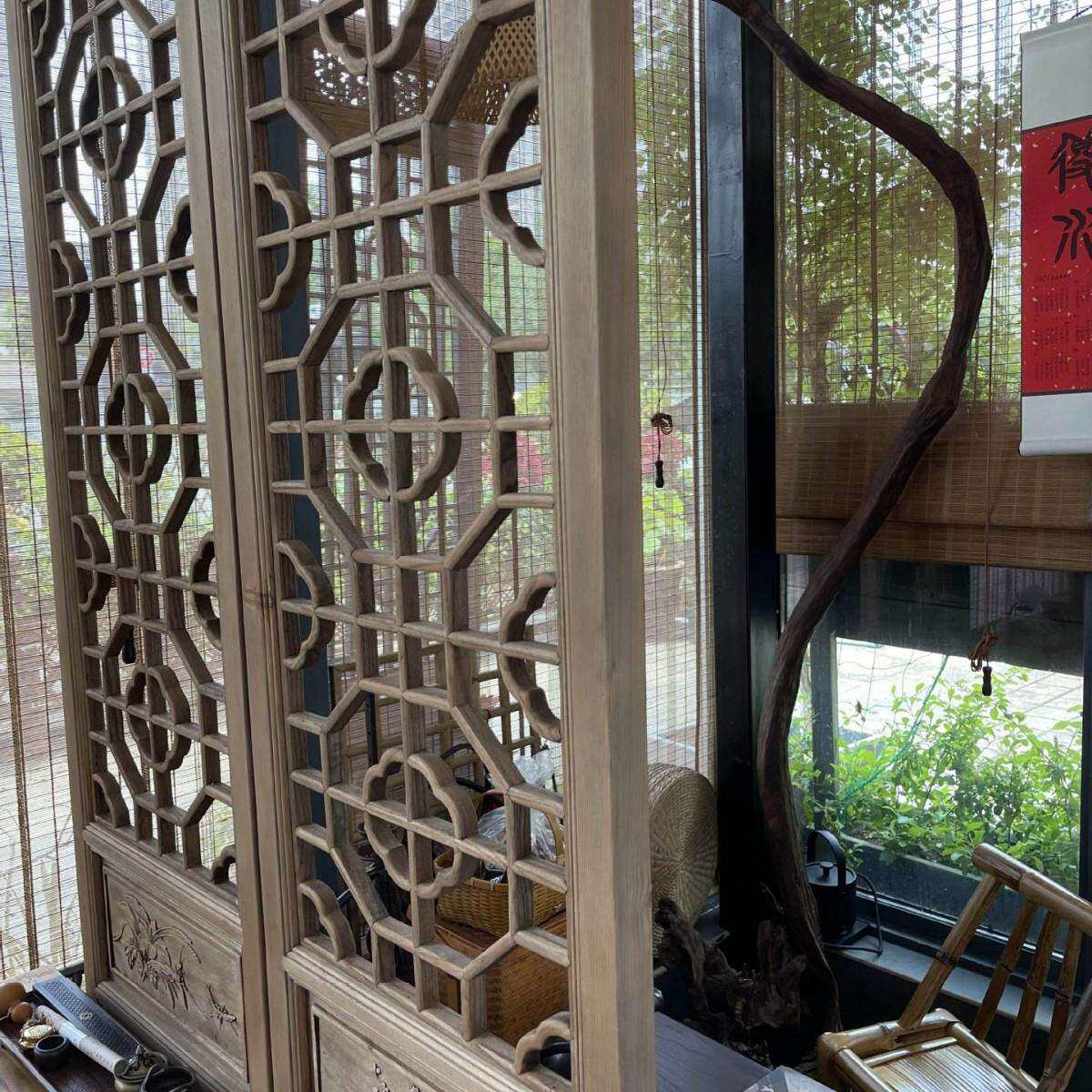 中式做旧屏风客厅实木隔断装饰可折叠移动仿古花格屏风办公室玄关
