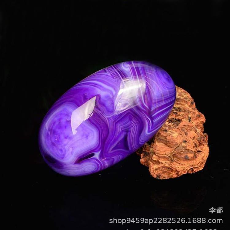 天然紫色缠丝玛瑙原石手把件 原料紫玛瑙手玩件把玩石
