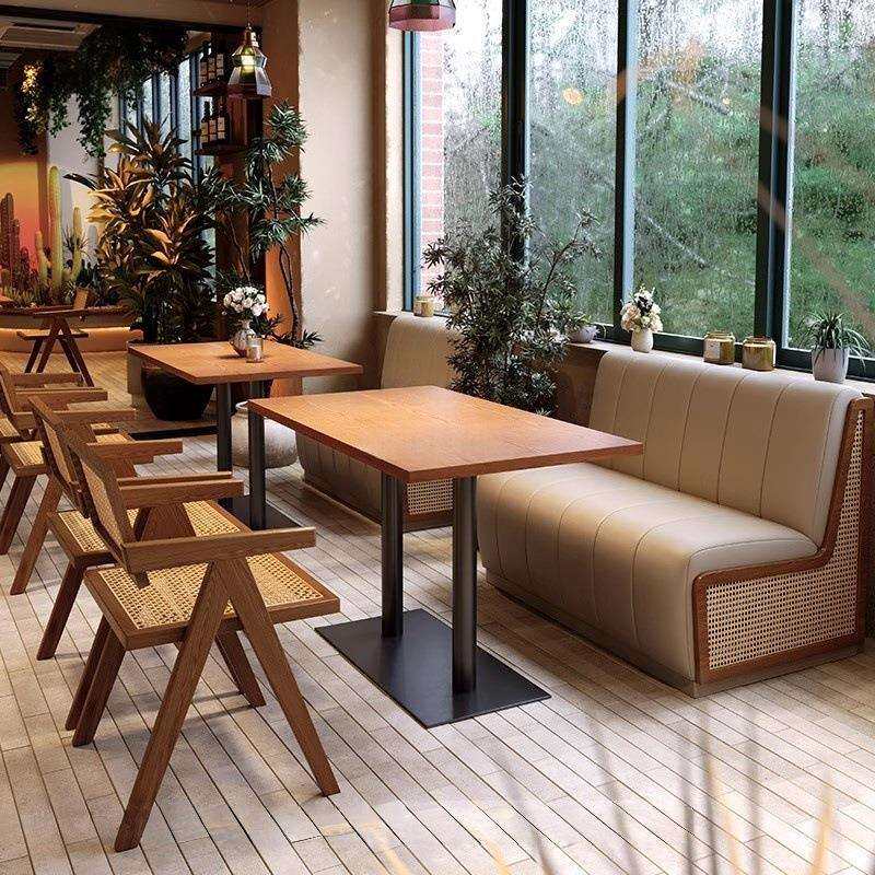 餐厅桌椅组合咖啡厅卡座沙发酒吧奶茶甜品店商用餐饮接待软座沙发