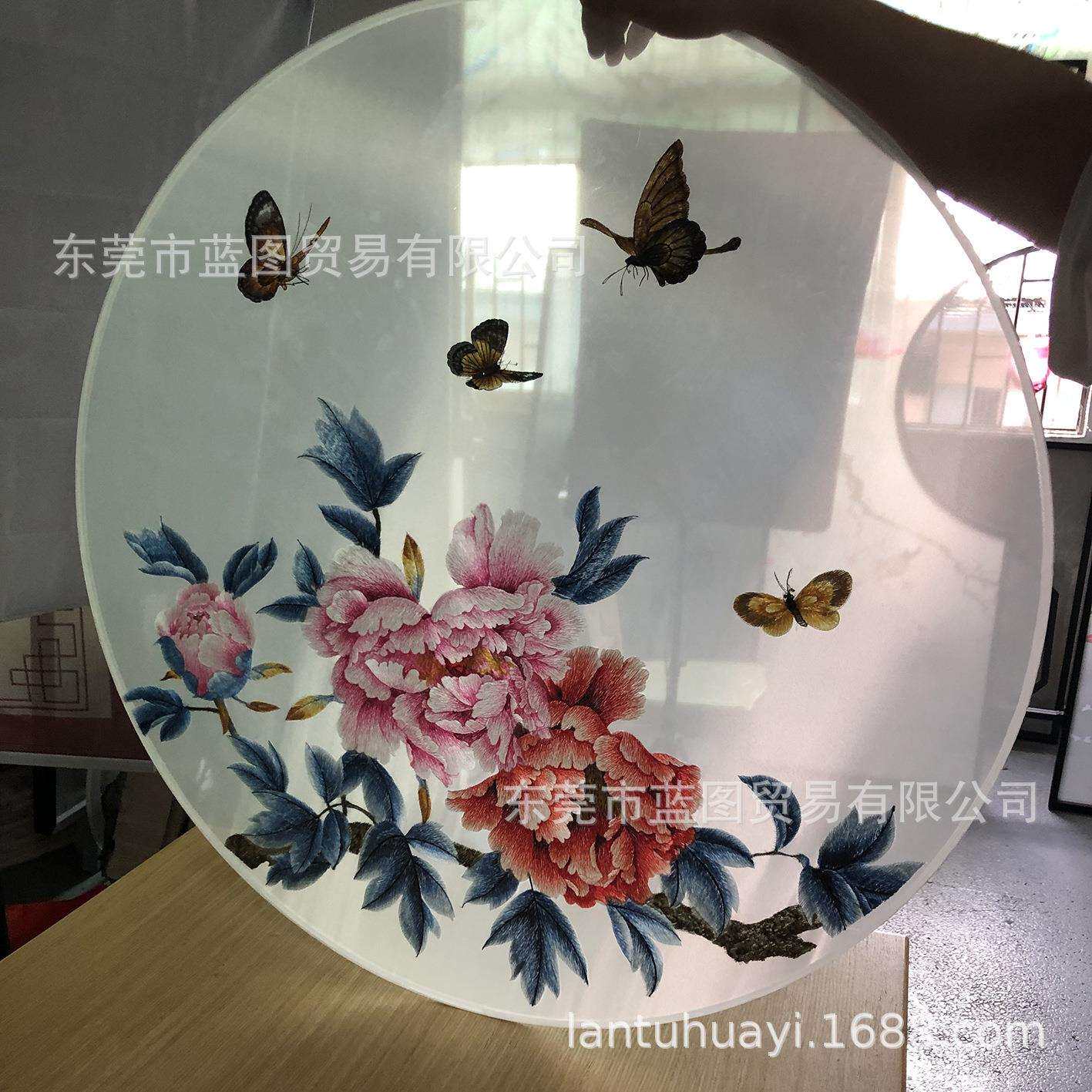 现货苏绣双面绣前程似锦牡丹蝴蝶客厅书房玄关屏风画酒店商用挂画