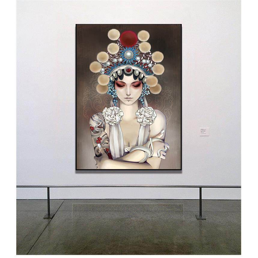 新中式京剧人物装饰画古美女脸谱画中国风墙画挂画走廊古典壁画