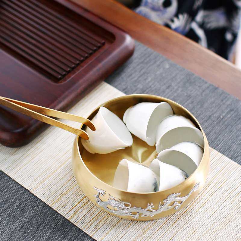 大岸堂 纯铜茶洗大号家用茶洗杯碗日式禅意复古水盂茶渣缸茶具
