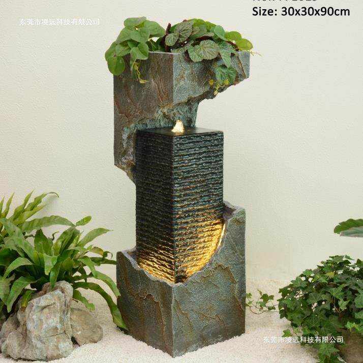 欧式轻奢流水喷泉现代客厅循环水景装饰品玄关落地加湿器摆件水循