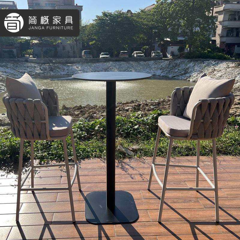 北欧铁艺酒吧椅 奶茶店咖啡厅绒布高脚椅子 甜品店长条吧台桌椅