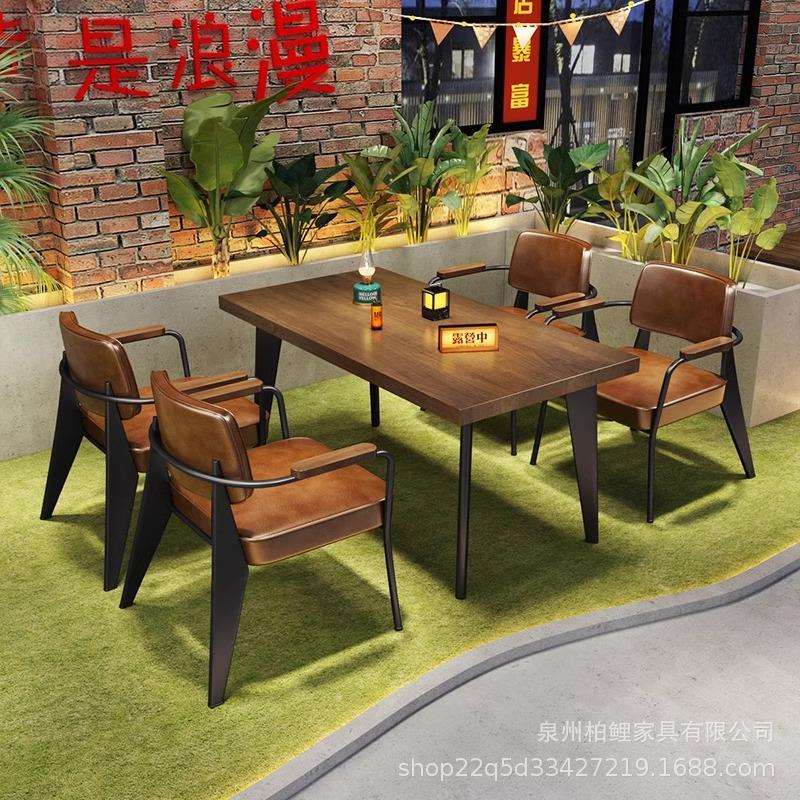 营地工业风清吧餐厅餐吧烧烤店餐椅创意个性凳子商用金属靠背椅子