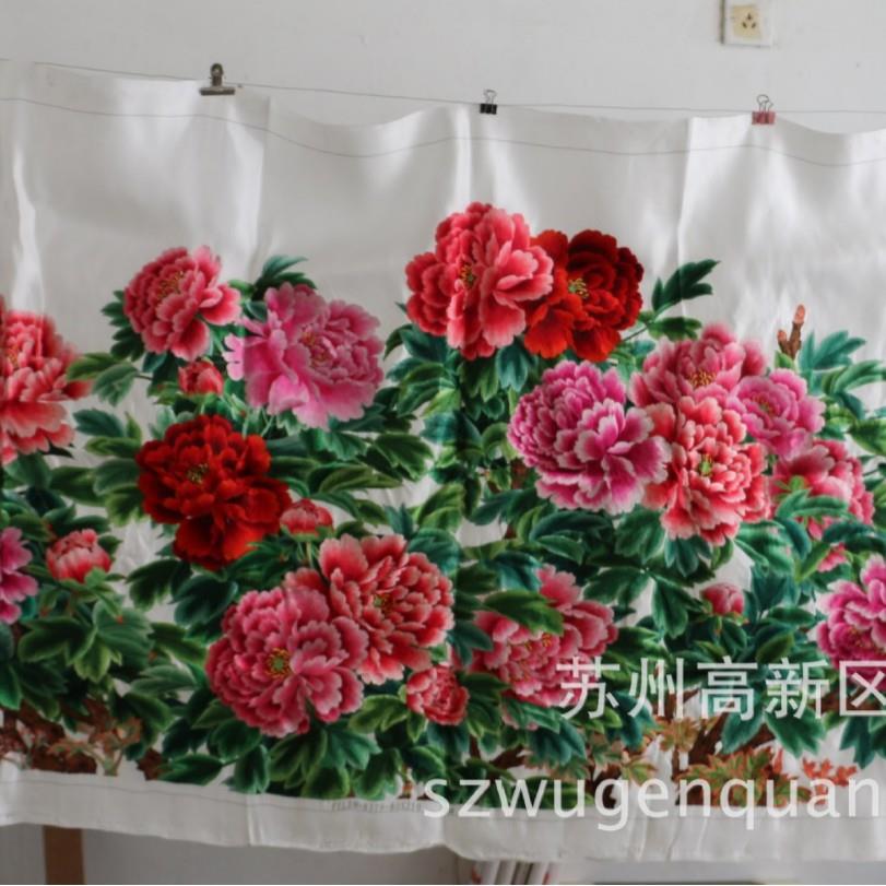 苏绣工艺品客厅会议室装饰画新款手工刺绣牡丹绣片