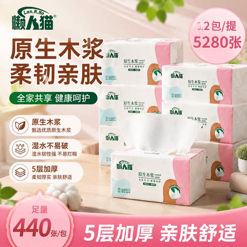 懒人猫5层400张可湿水抽纸