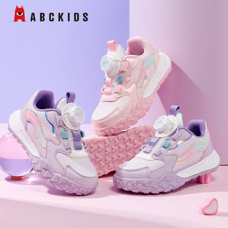 Abckids童鞋女童校园休闲鞋户外女鞋粉色可爱少女运动鞋秋季新款