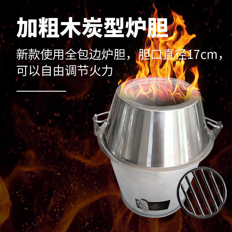 庆源不锈钢木炭烤鸭炉家庭式黄金脆皮烧猪炉大型炭挂钩火烤鸡设备