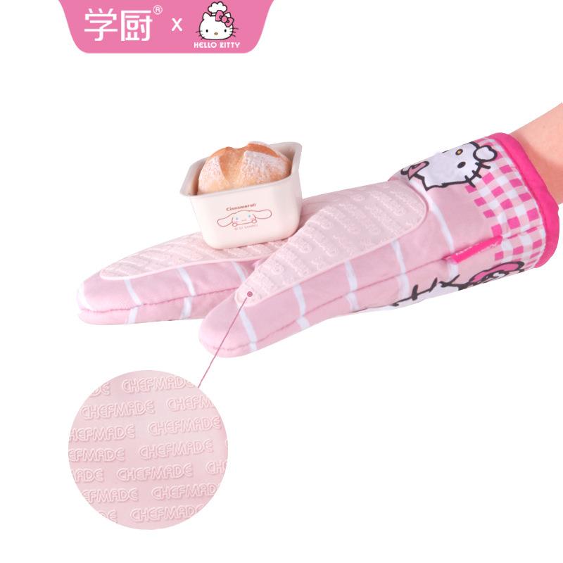 学厨KITTY猫加厚2只装条纹隔热防烫手套微波炉烤箱用耐高温手套