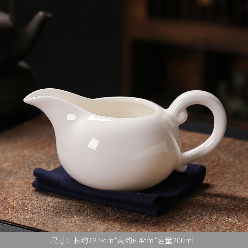 德化白瓷羊脂玉瓷公道杯茶具分茶均茶器陶瓷茶海描金古风陶瓷家用