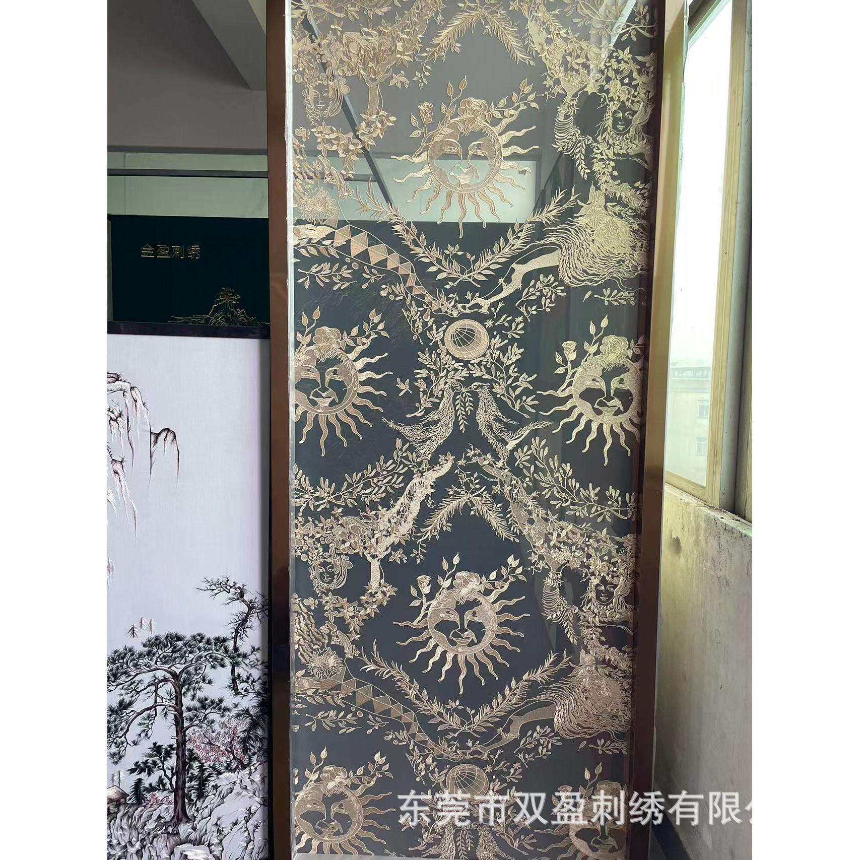 双面半透明纱屏风玄关商场酒店装饰无甲醛特种绣 屏风隔断
