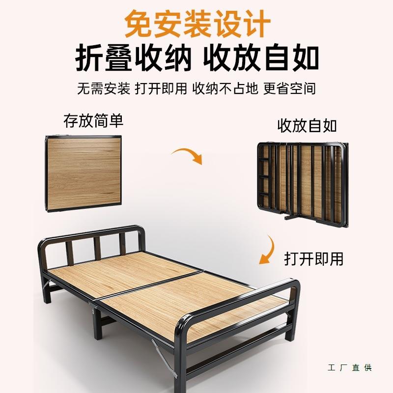 折叠床成人家用1米5小床单人双人床出租房用实木床硬板床卧室床架