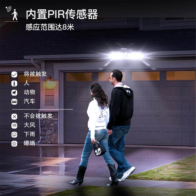 太阳能人体感应壁灯户外地插草坪庭院灯360度旋转家用射灯超亮