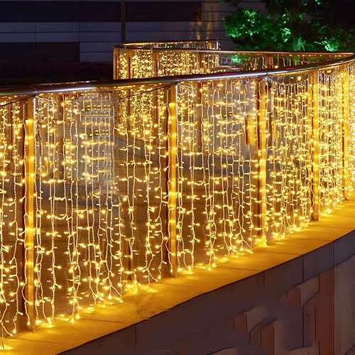 太阳能户外防水瀑布冰条灯庭院 花园装饰氛围彩灯室外阳台led灯串