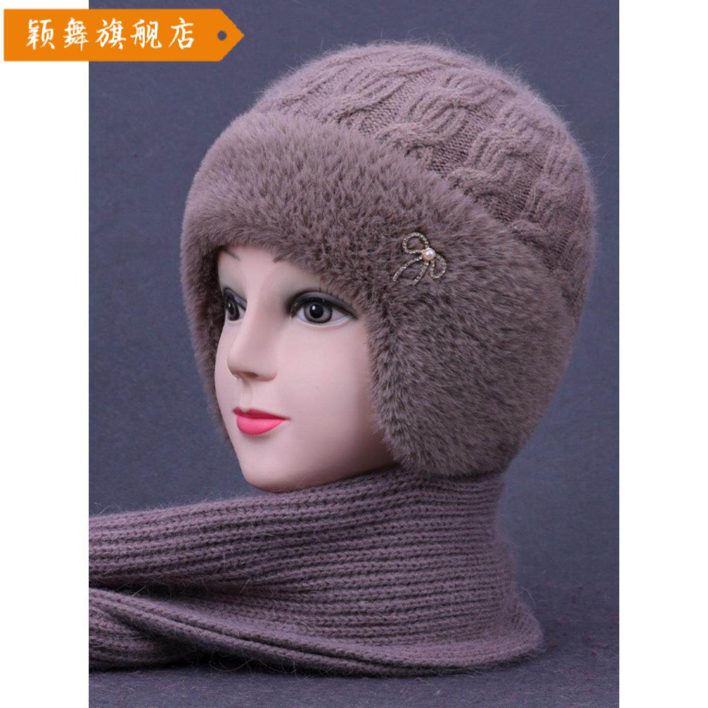 中老年人帽子女秋冬季妈妈加绒保暖针织毛线帽老太太奶奶套头棉帽