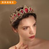婚礼饰品复古水钻公主生日发饰宫廷奢华红色水晶新娘
