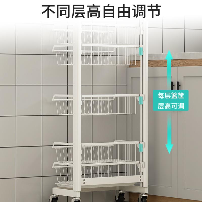 太空铝厨房蔬菜置物架落地多层放水果架子小推车果蔬收纳筐小号