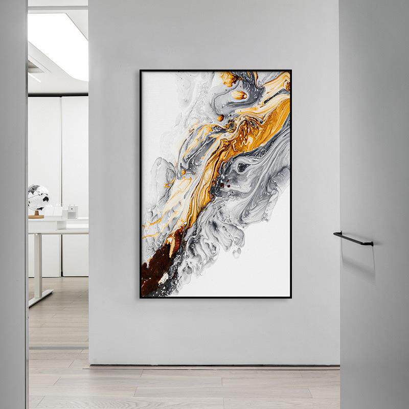 轨迹现代简约餐厅挂画客厅沙发背景装饰画抽象油画长方形玄关挂画