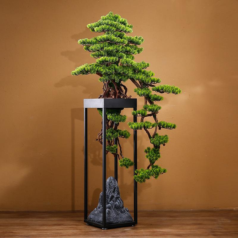 仿真迎客松假树绿植物落地酒店售楼部过道门口装饰假树盆栽 迎客