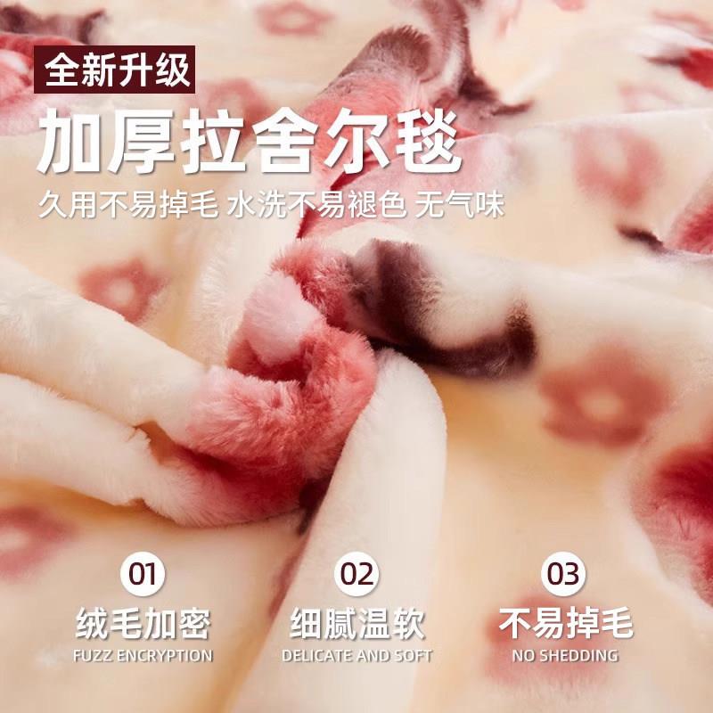 拉舍尔秋冬季加厚毛毯铺床沙发单人小被子结婚陪嫁高端床上用盖毯