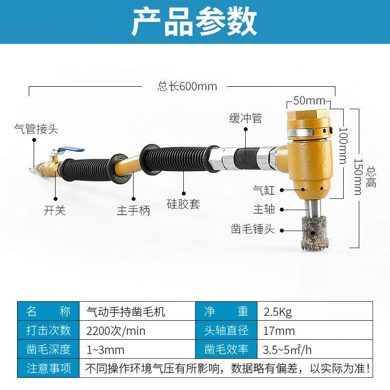 气动凿毛机混凝土墙面打毛机手持轻型气锤凿毛锤子合金打麻头工具