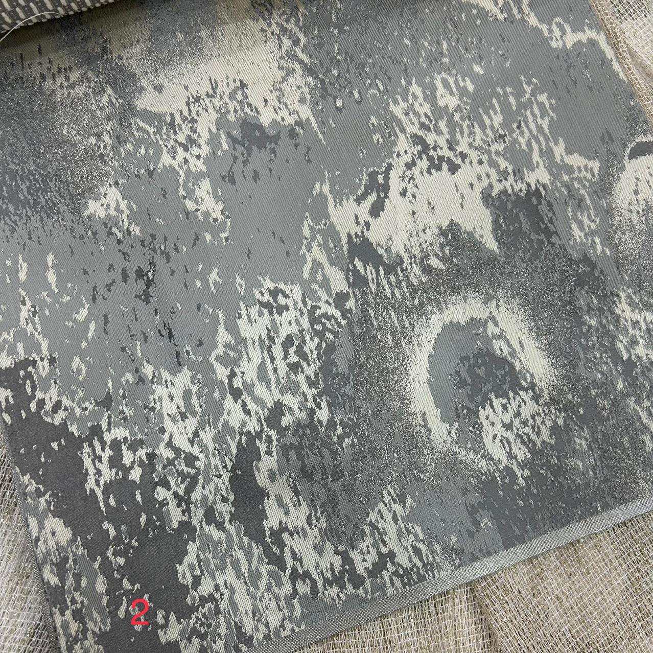 门幅280cm水墨提花新中式宽幅丝质面料黑白水墨中式抱枕窗帘布料